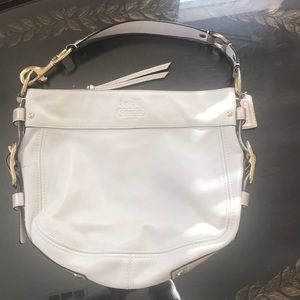 Coach white leather Zoe Hobo shoulder bag.